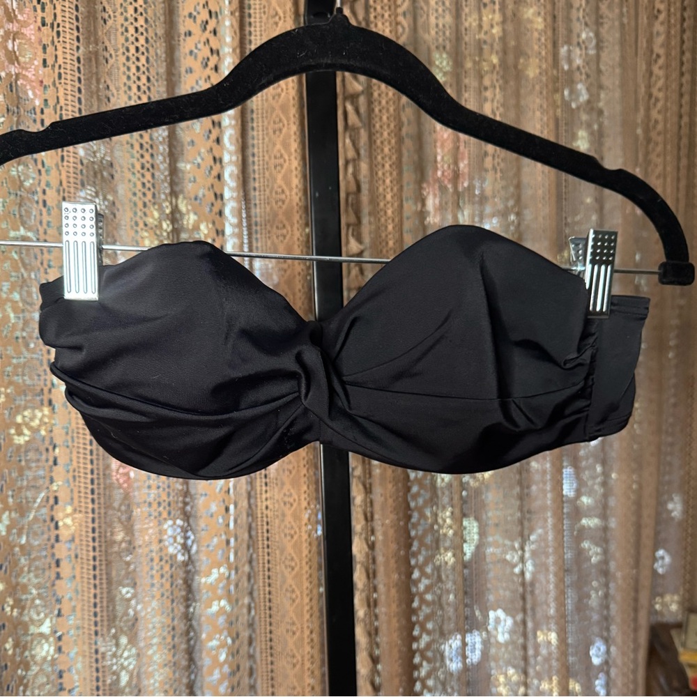 Worn Victoria's Secret Black Bandeau Swim Top - Picture 2 of 5